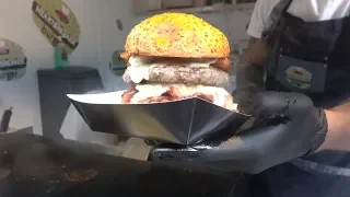 Amazing HUGE Double Burger. Best in Camden Town, London. Street Food
