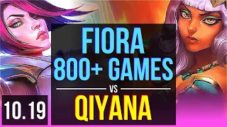 FIORA vs QIYANA (MID) | 3 early solo kills, 800+ games, Legendary | EUW Grandmaster | v10.19