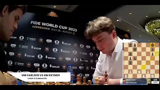 Magnus Carlsen vs Vincent Keymer Tiebreak | FIDE World Cup 2023 Round 4 (Final Moments)
