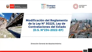 Modificación del Reglamento de la Ley N° 30225, Ley de Contrataciones del Estado D.S. N°234-2022-EF