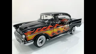 1957 Chevy Custom Sport Coupe w/Flames Hot Rod 1:18 Scale Diecast Car By Ertl American Muscle