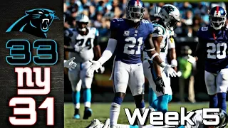 NFL 2018 Week 5 New York Giants LOSE to Carolina Panthers 33-31 Recap