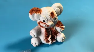 Creepy Teddy Bear Polymer Clay Sculpture