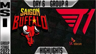 SGB vs T1 Highlights | MSI 2022 Day 6 Group A | Saigon Buffalo vs T1