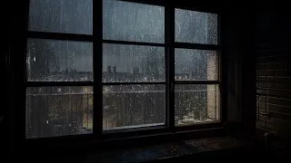 Heavy Rain Behind The Bedroom Balcony Window At Night, Relax And Sleep Well 😴