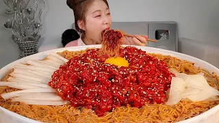 ASMR Korean style raw beef, Spicy Cold Noodles MUKBANG