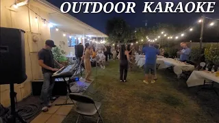 Graduation party - Live Karaoke outdoor in Fresno - good Lao food - singing Lao & Thai songs