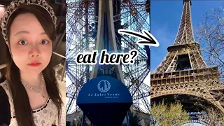 Eating at JULES VERNE on the Eiffel Tower with beautiful view