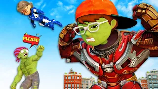 Nick HulkBuster and Iron Tani protect the city from Zombies - Scary Teacher 3D Animation