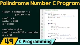 Special Programs in C − Check If The Number Is Palindrome Number