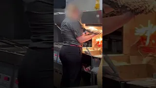 McDonald's employee is caught drying a mop where they put the fries