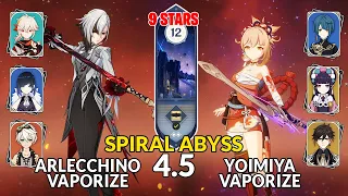 New Spiral Abyss│Arlecchino Vaporize & Yoimiya Vaporize | Floor 12 - 9 Stars | Genshin Impact