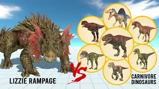 LIZZIE RAMPAGE vs ALL UNITS (Carnivore Dinosaurs) - Animal Revolt Battle Simulator