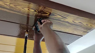 false ceiling wooden type design making enamel paint