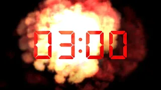 3 Minute Ticking Countdown Timer With Bomb Explosion Sound | Digital LED Style.