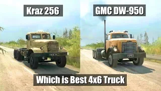 Spintires Mudrunner GMC DW 950 vs Kraz 256 | Which is best 4x6 truck