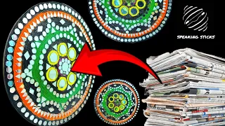 Newspaper circle mirror painting   | How To Make |wall decoration | Speaking sticks #newspapercraft