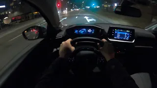 Peugeot 208e (electric) - Night POV Test Drive.  Peugeot GoPRO night driving