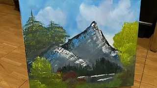 Recreating @bobross_thejoyofpainting - Towering Peaks (Season 10 Episode 1)