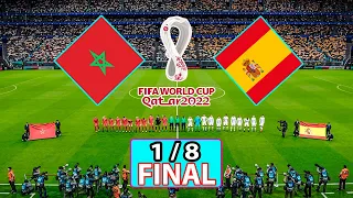 Morocco VS Spain ( Round of 16 ) FIFA World Cup 2022 Qatar Full Match All Goals PES 21 -  Gameplay