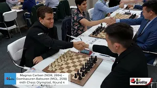 Magnanimous Carlsen signs gifts after beating Mongolia no.1 Dambasuren | Norway vs Mongolia
