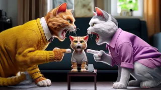 Mom & Dad Cat fight affect the Kitty 🥺🐱| Sad Cat Story #cat #cute #catmemes