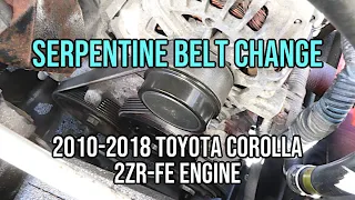 Toyota Corolla Serpentine Belt Change, 2ZR-FE Engine, 2010,2011,2012,2013,2014,2015,2016,2017,2018