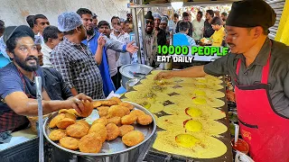 70/- Rs UNLIMITED Street Food India 🇮🇳 Makhani Grain Dosa 😍 Hyderabadi Kachori, Nizam Mirchi Wada