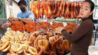 Delicious Cambodian Street Food - Braised Pork Duck Feet, BBQ Pork Intestine & More