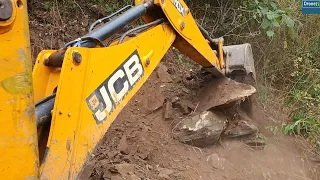 JCB Backhoe Struggle on Rocky Hill | Cutting Sharp Rock | Making Hilly Road