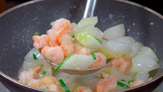冬瓜和蝦仁真是絕配,教你一個簡單又好吃的做法,營養又美味！#家常菜 #烹飪 #大人小孩都愛吃 #冬瓜 #蝦仁 #營養 #cooking #chinesefood #Wax gourd #shrimp