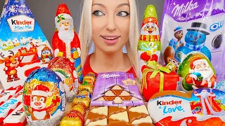 ASMR EATING CHRISTMAS CHOCOLATE CANDY BARS, KINDER, MILKA LINDT 초콜릿 크리스마스 (SWEET FOOD) MUKBANG먹방, 4K