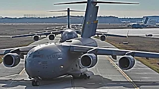 24 U.S. Air Force C-17 Globemaster III Elephant Walk . Taxi and Take off