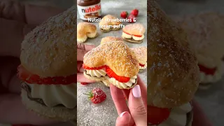 Amazing Nutella strawberries & cream puffs! #shorts #easyrecipe