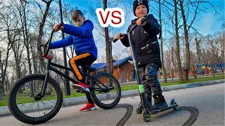 Младший брат кинул мне ВЫЗОВ ! Сказал, что обгонит BMX на трюковом самокате! КТО КОГО ?