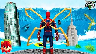 SOBREVIVÍ a un TSUNAMI siendo SPIDERMAN en GTA 5 !! (Spiderman mod)