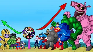 BIGGEST HEAD PIGGY Evolution Mystery - SHE HULK, Evil SUPERMAN & Team SUPERHERO Baby |Justice League