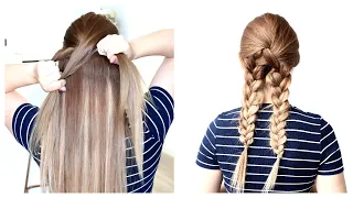 3 strand braid into two braids in the end on me hc