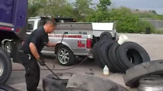 Changing semi truck tires