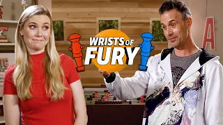 Freddie Prinze Jr. Plays A One Handed Handcuffed Kelsey Cook at Foosball: Wrists of Fury