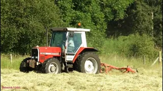 Hay - Making with Massey.  Tedding and Baling.