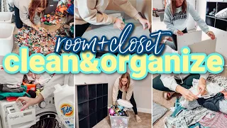 ROOM + CLOSET DEEP CLEAN & ORGANIZE | DECLUTTER EVERYTHING | MESSY ROOM TRANSFORMATION