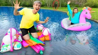 LAST to SINK in Backyard Pool Wins $10,000! (Pond Monster Spotted)