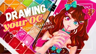 Drawing YOUR OCs in my STYLE! ✨ I bought the CHEAPEST 80 ALCOHOL MARKERS | Touch Young AM review