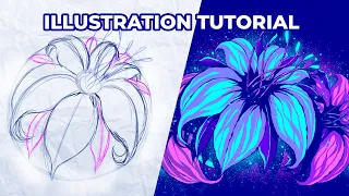 How to Draw a Flower - From Sketch to Digital Artwork - Illustration Tutorial