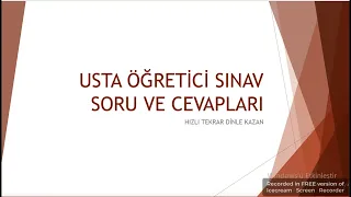 USTA ÖGRETİCİ SINAV SORULARI (11.VİDEO) 19 D — 20.SORUNUN CEVABI C ‼️