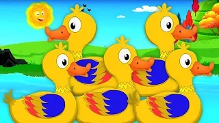 lima bebek kecil | lagu sajak | anak-anak berima | Five Little Ducks | Rhymes For Children