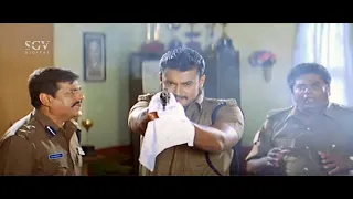 Darshan Shoot Rowdy In Station From Commissioner Gun | Best Scenes From Swamy Kannada Cinema