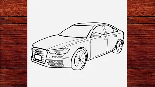 How To Draw Audi Car Step By Step - Audi Araba Çizimi Kolay - Çizim Mektebi Car Drawing [2022]