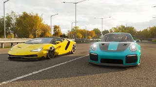 Forza Horizon 4 Drag race: Porsche 911 GT2 RS vs Lamborghini Centenario LP 770-4